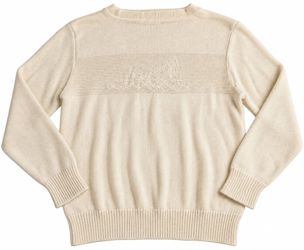 Sperry Top-Sider Vintage Cream Knit Sailboat Nautical Sweater Size Large